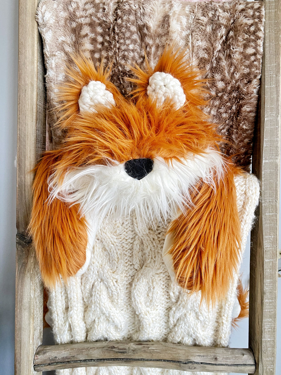 Lovely Orange Fox Plush Cape Hoodie Blanket