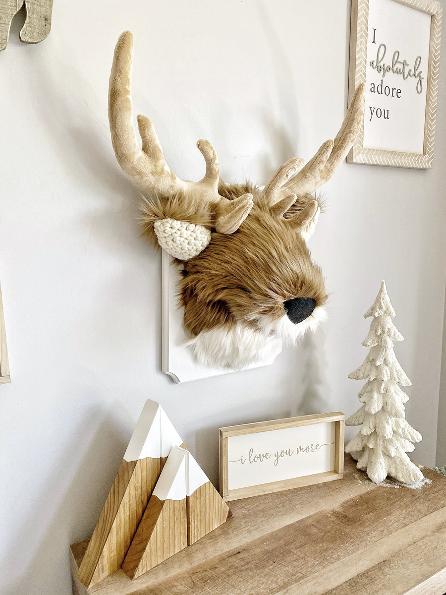 plush deer head wall mount