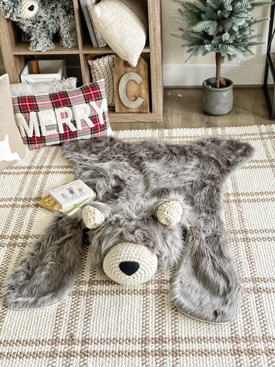 Gray Grizzly Bear Rug For Nursery | Handmade Soft Nursery Bear Rug ...
