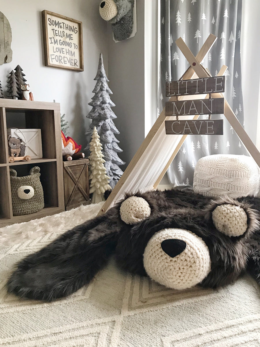 Large Brown Grizzly Bear Rug For Nursery | Soft Nursery Bear Rug – ClaraLoo