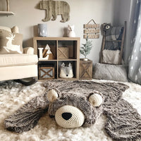 Large Brown Frosted Minky Bear Rug
