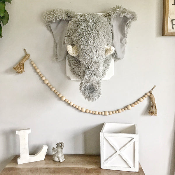 Elephant Wall Mount Nursery Decor Plush Safari Animal Wall Mount