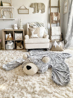 Large Grey Frosted Minky Bear Rug