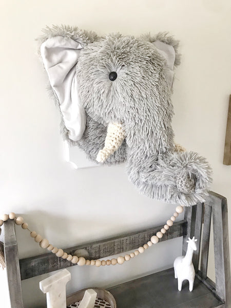 Plush Elephant Head Wall Mount Stuffed Elephant Head Wall Mount